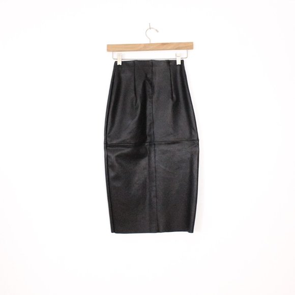 *Dynamite Black Leather Midi Skirt - Picture 6 of 6